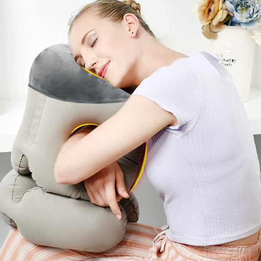 Portable Inflatable Travel Pillow with Lumbar Support for Neck and Back Relief